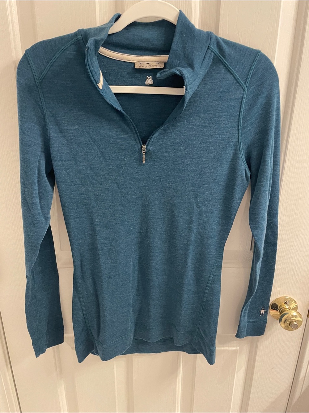 Smartwool Women's Teal 1/4 Zip Merino Long Sleeve Pullover